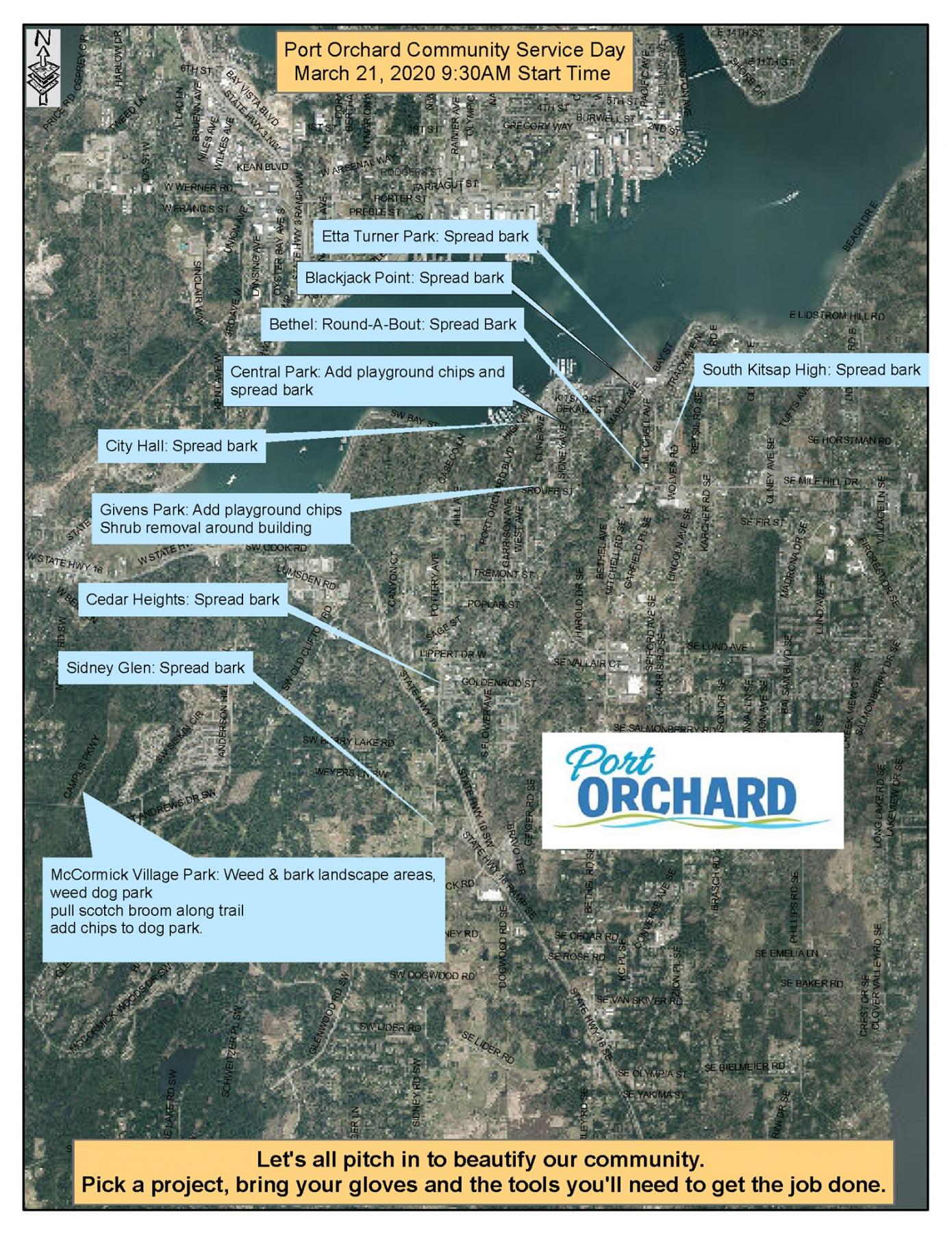 Port Orchard Community Service Day 2020 Map